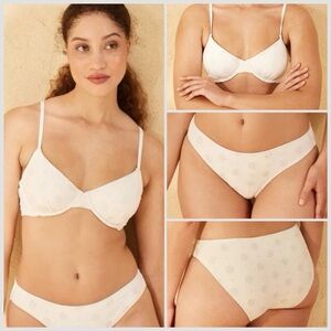 Shade & Shore Cream Eyelet Bikini Set | 34C Top + M Bottom